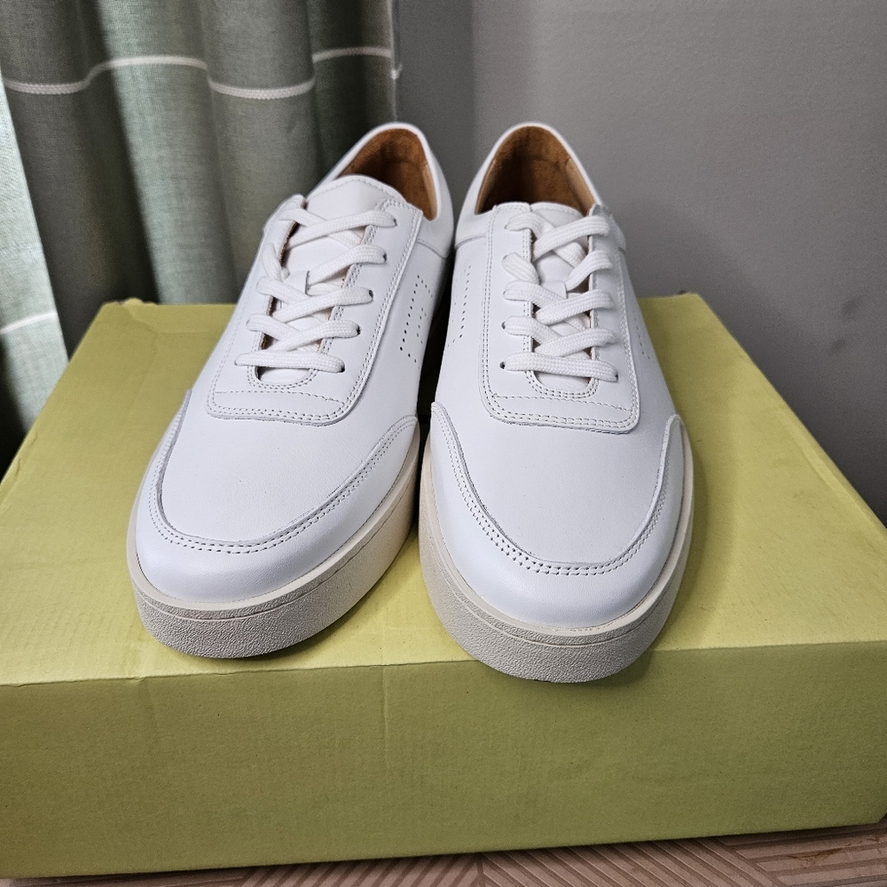 NEW J.Lindeberg Art Tennis Leather Sneaker White Neutral Classic Golf 41 US 8.5 - Picture 2 of 13